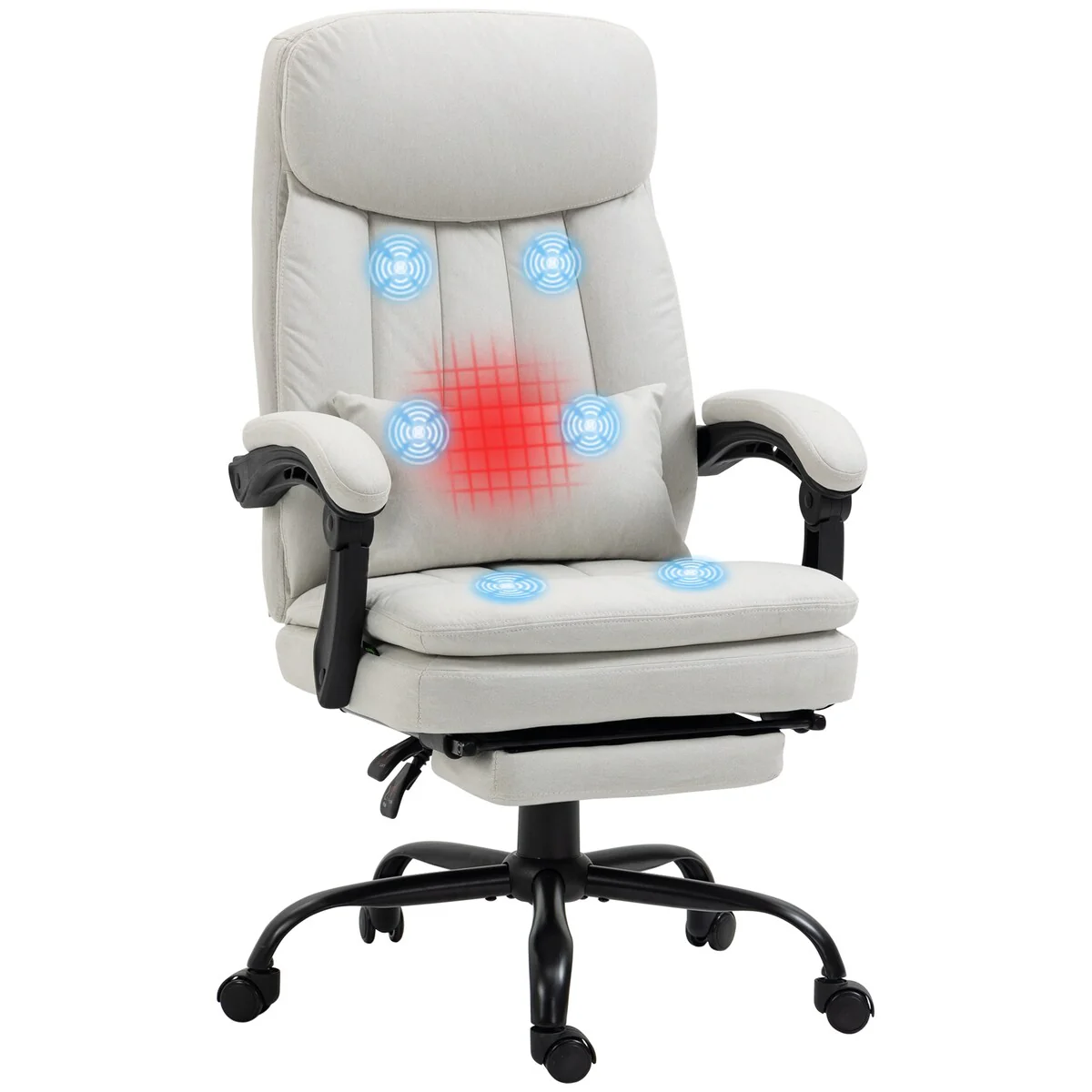 Executive Massage Office Chair, Swivel Computer Desk Chair, Heated Reclining Computer Chair with Lumbar Support Pillow