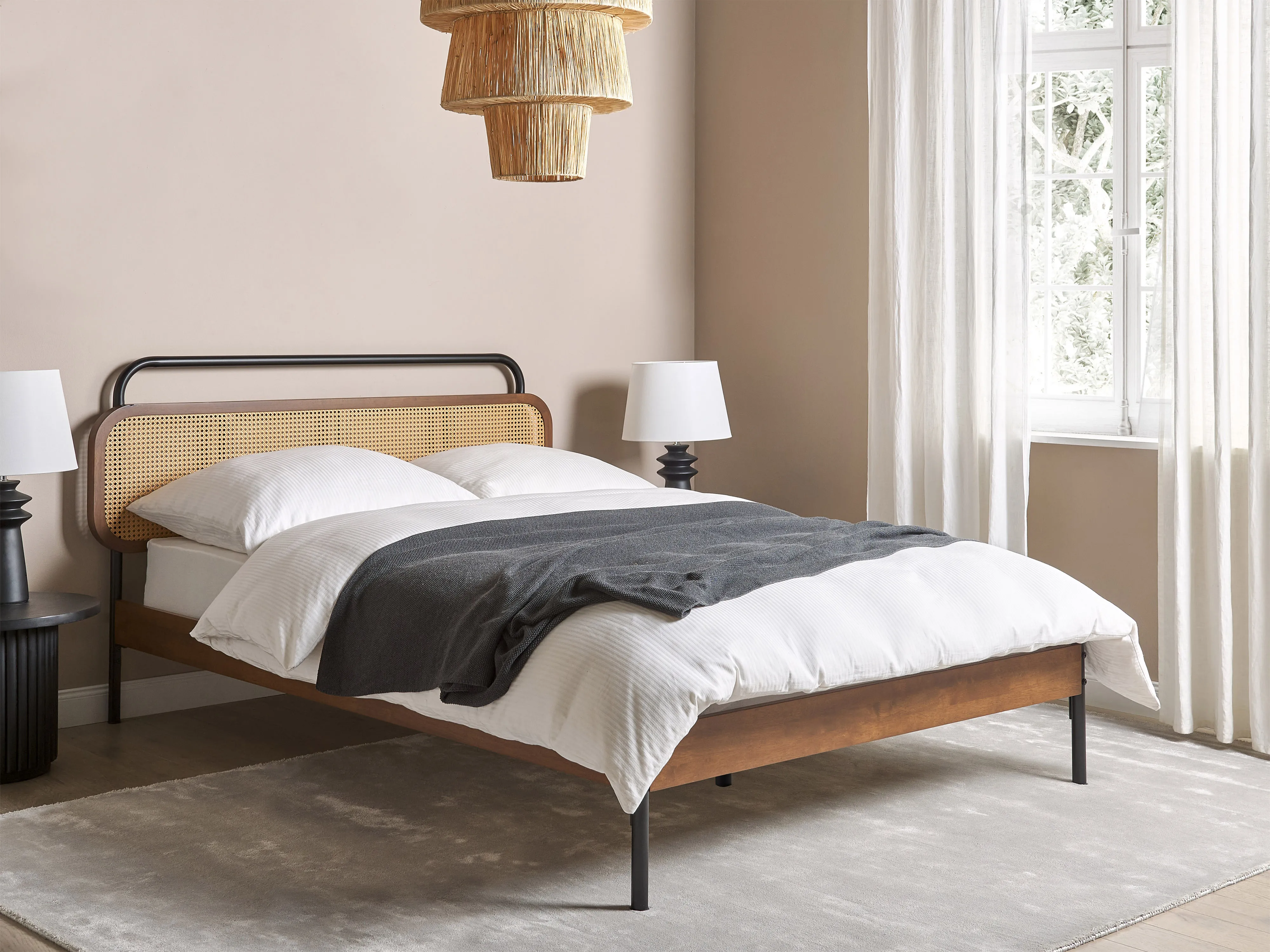 Bed Rattan BOUSSICOURT 140 x 200 cm (EU Double) Dark Brown