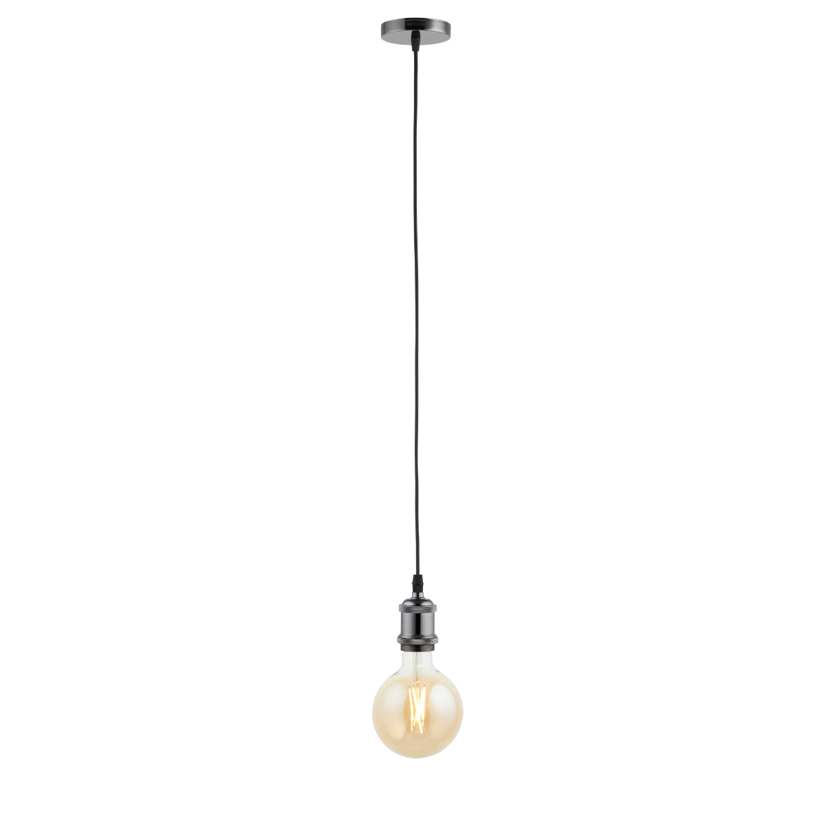 Lighto | Pendel Zwart Titanium | Inclusief Lichtbron Goud | Vintage | 1.5m Snoer | Met Plafondkap