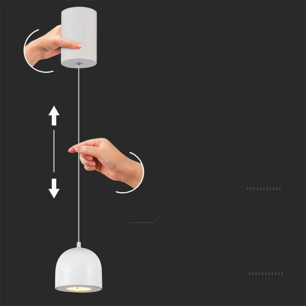 Lampa wisząca VT-7795 biała LED 1x8.5W Ciepła biel 850lm V-TAC