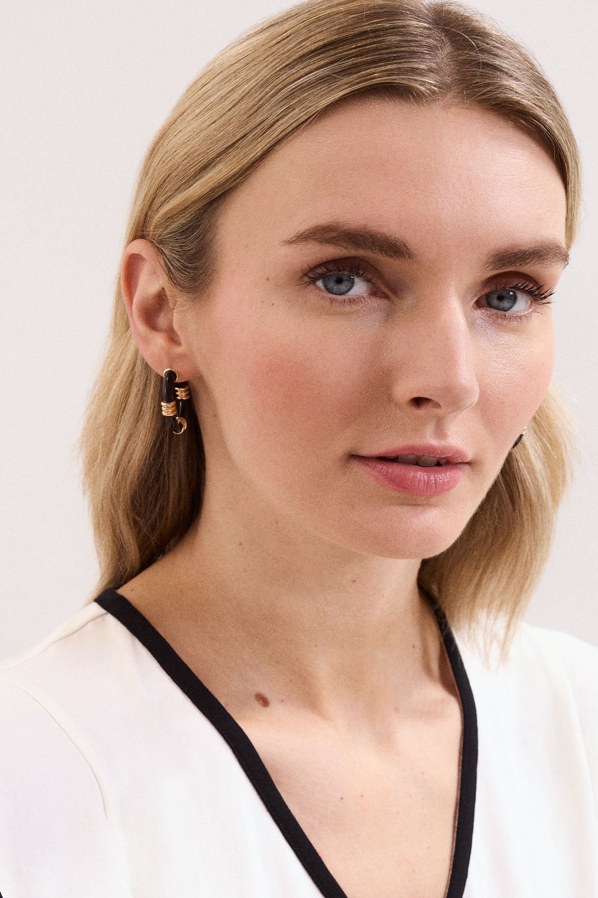 Phase Eight Enamel Hoop Ribbed Detail Earrings