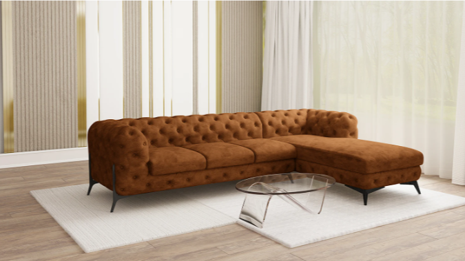 Ropez Chelsea Bis narożnik 323x200 prawy zamsz brązowy