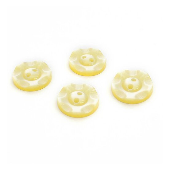 Hemline Yellow Basic Scalloped Edge Button 4 Pack