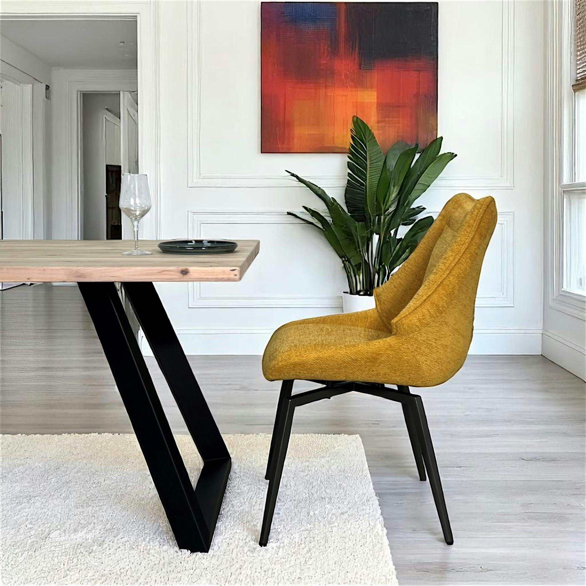 Chaise design tissu microfibre moutarde (lot de 2) IENA
