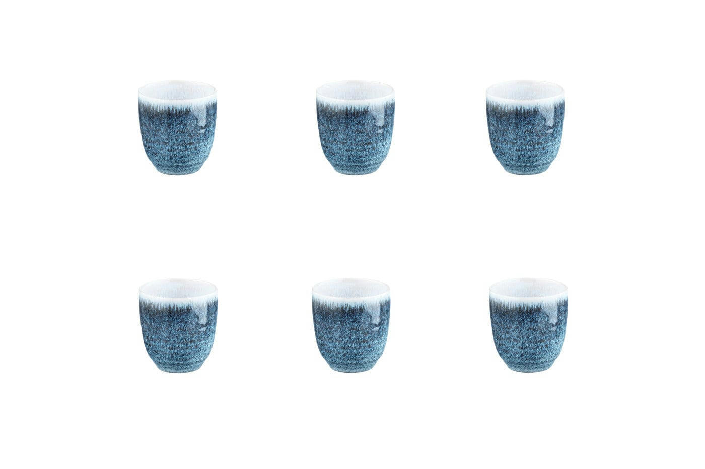 COSMOS - Lot de 6 tasses en grès bleu D7