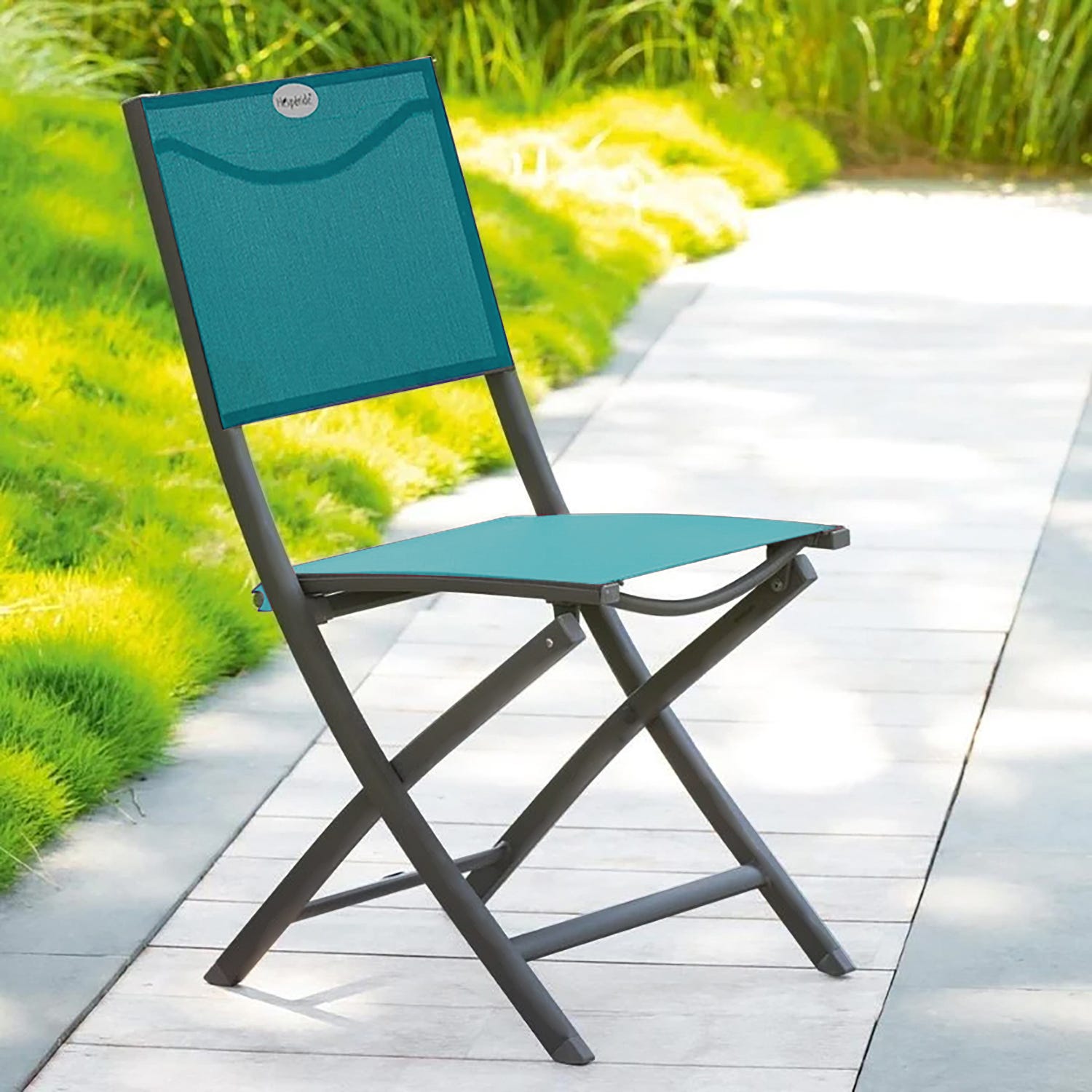 Sedia da giardino pieghevole Modula azzurra