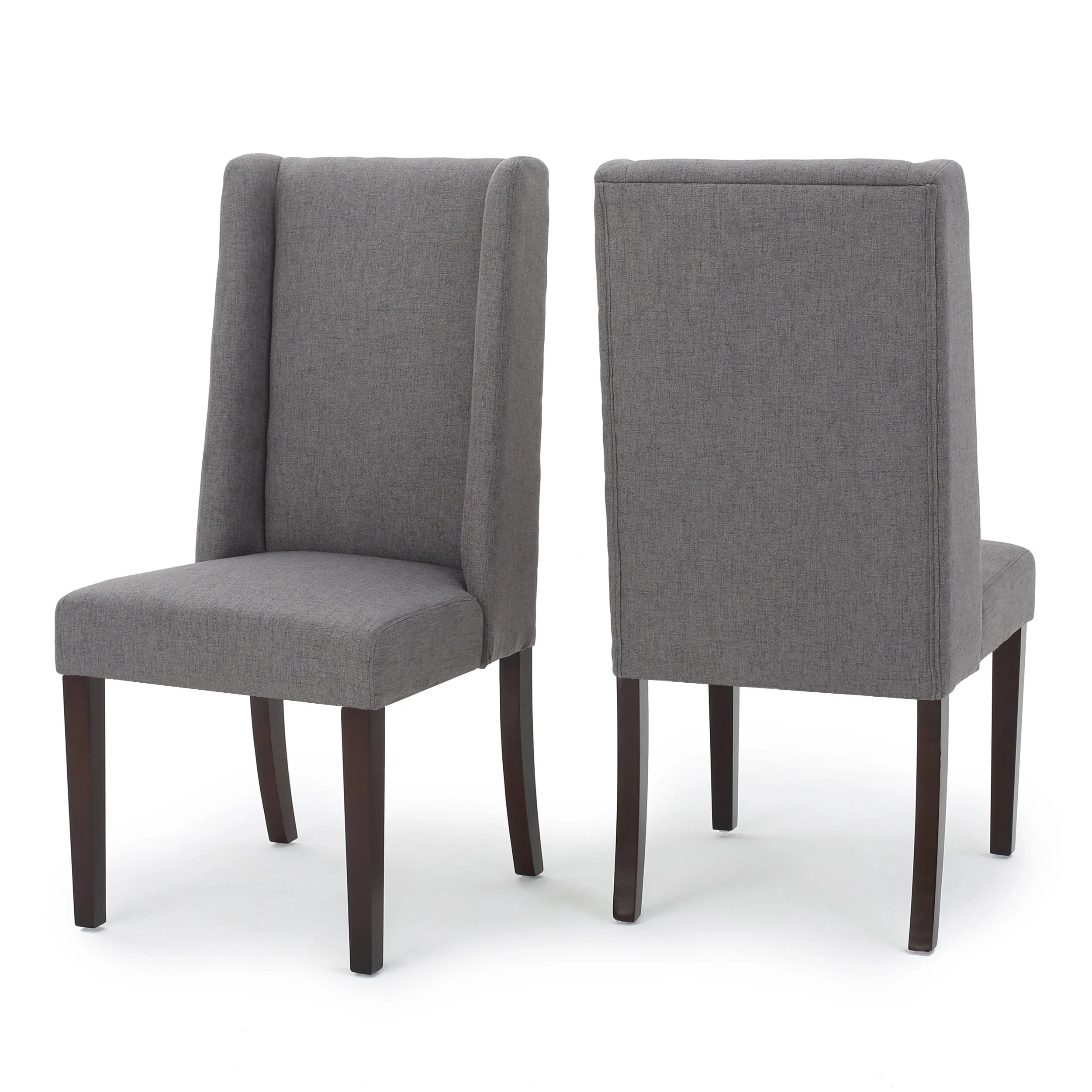 Roomfitters Dining Chair Set of 2, Comfortable Padded Seat, Dark Grey