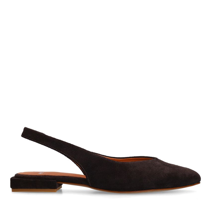 Manfield Bruine suède slingbacks