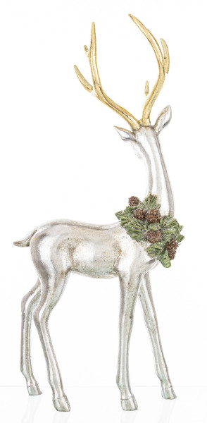 Figurka - jeleń stojący ze złotym porożem 33x14 cm