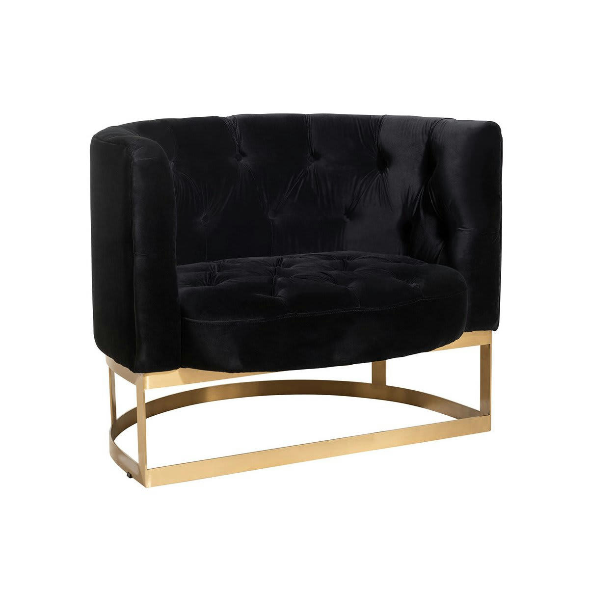 AZILA - Fauteuil art déco en velours noir