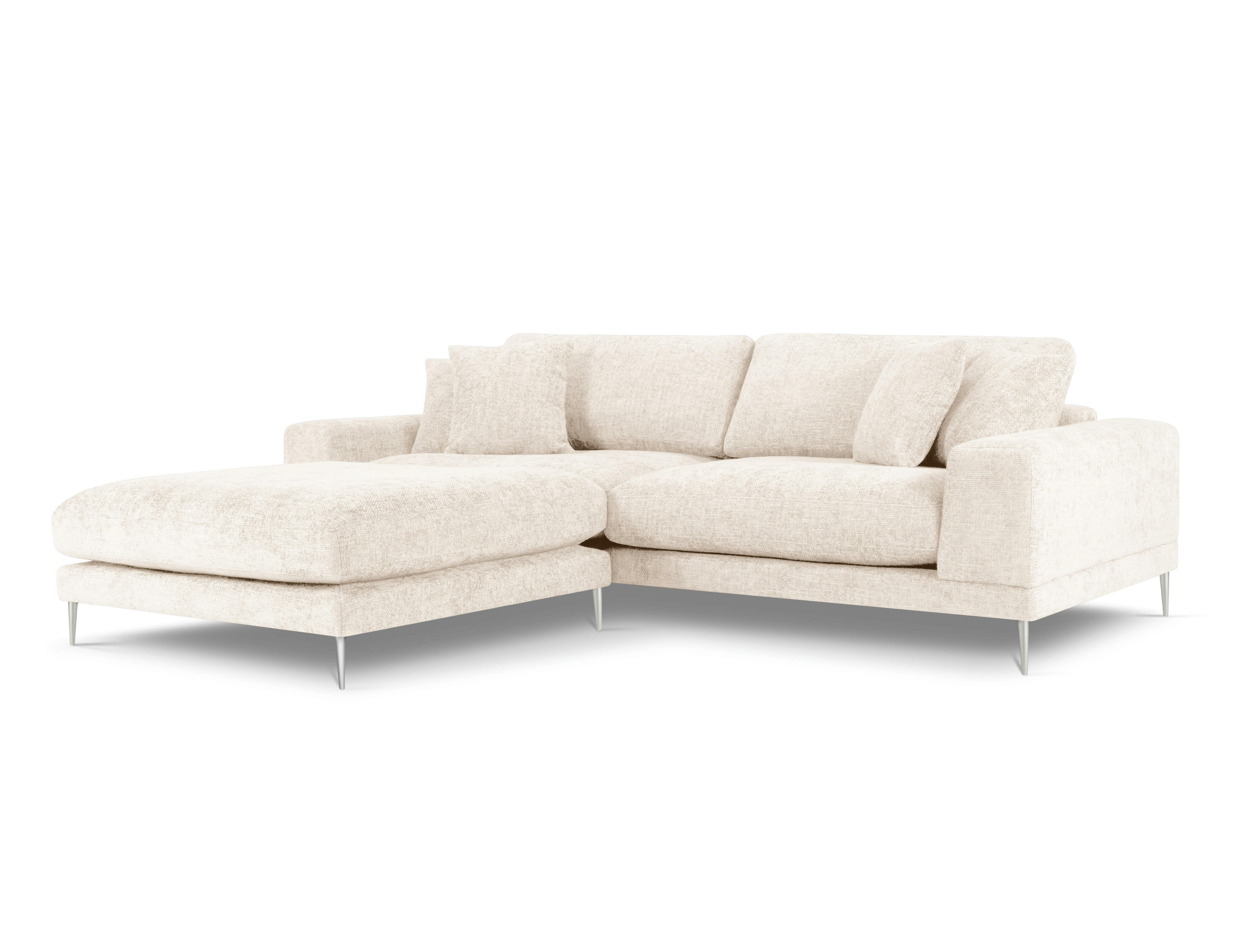 JOG - Canapé d'angle gauche 5 places en tissu structuré beige