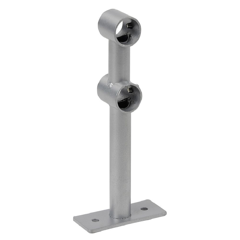 Support double fixe métal gris pour tringle à rideau Ø1,6xL15,5cm