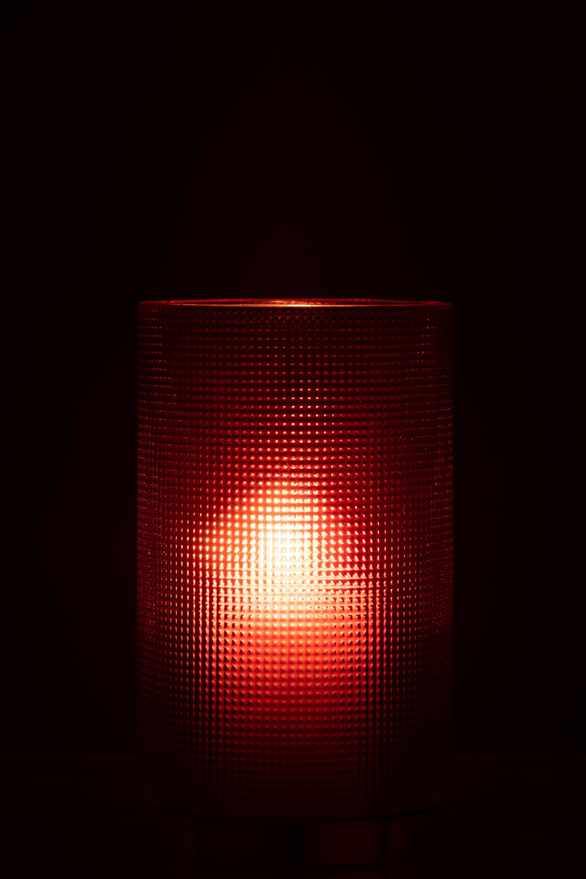 J-Line windlicht Geruit - kaarshouder - glas - rood/goud - large