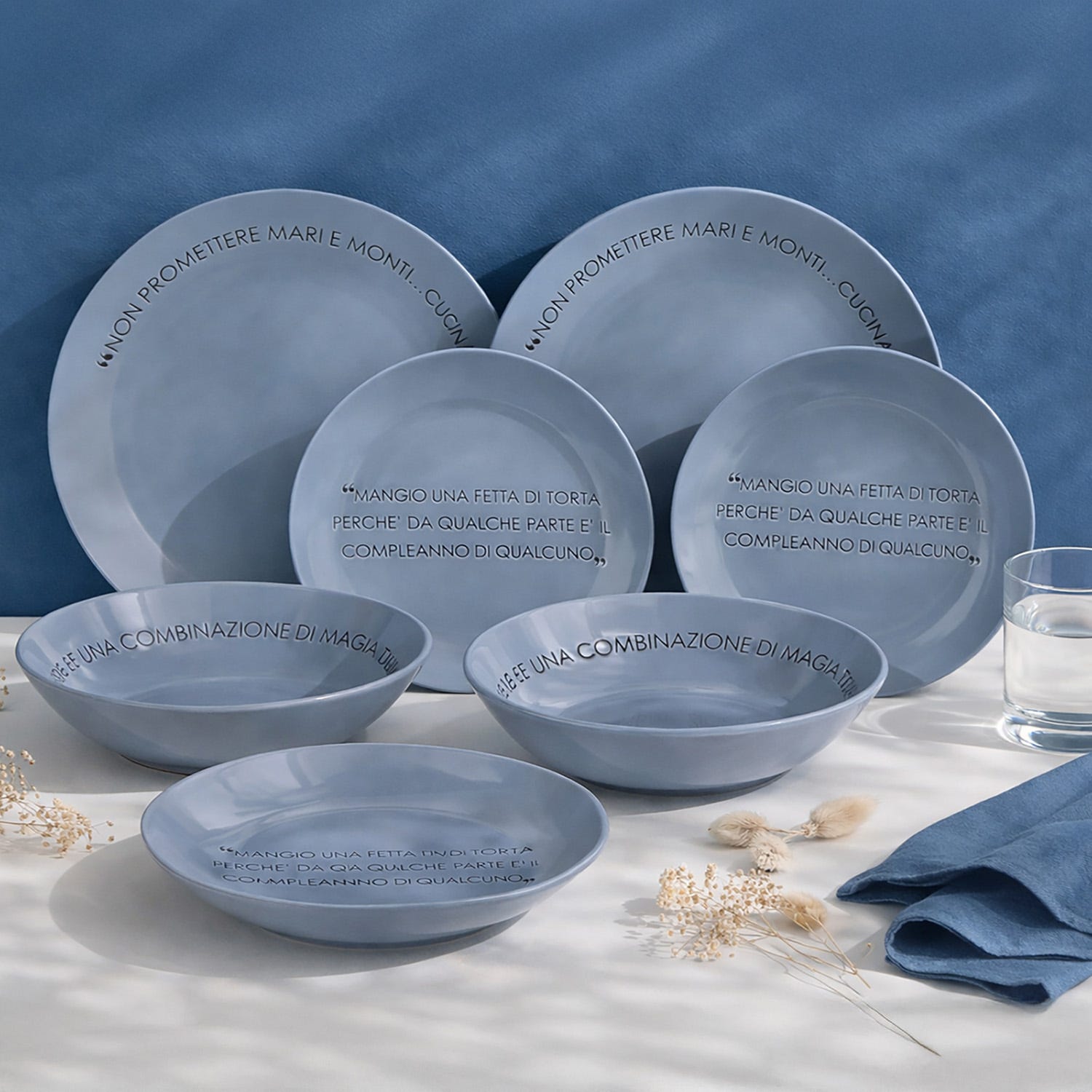 Servizio 18 piatti ceramica blu Quotes