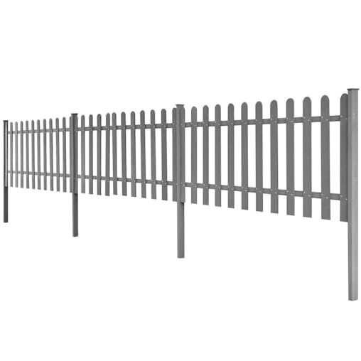 NNEVL Picket Fence with Posts 3 pcs WPC 600x60 cm