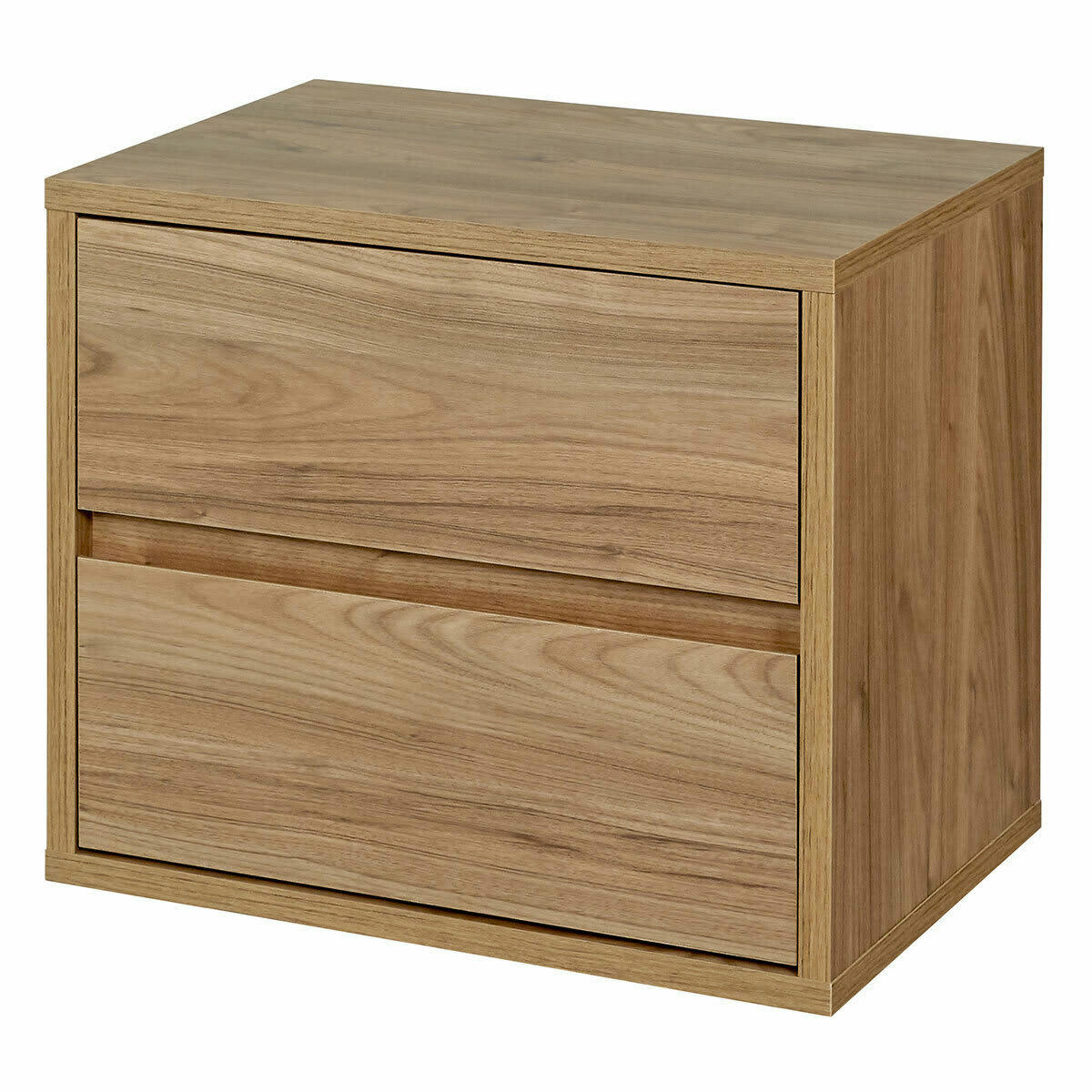 KIRA - Chevet 2 tiroirs effet bois noyer