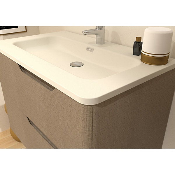 Meuble vasque LUNA Tissé Lin 80 cm - SANS miroir