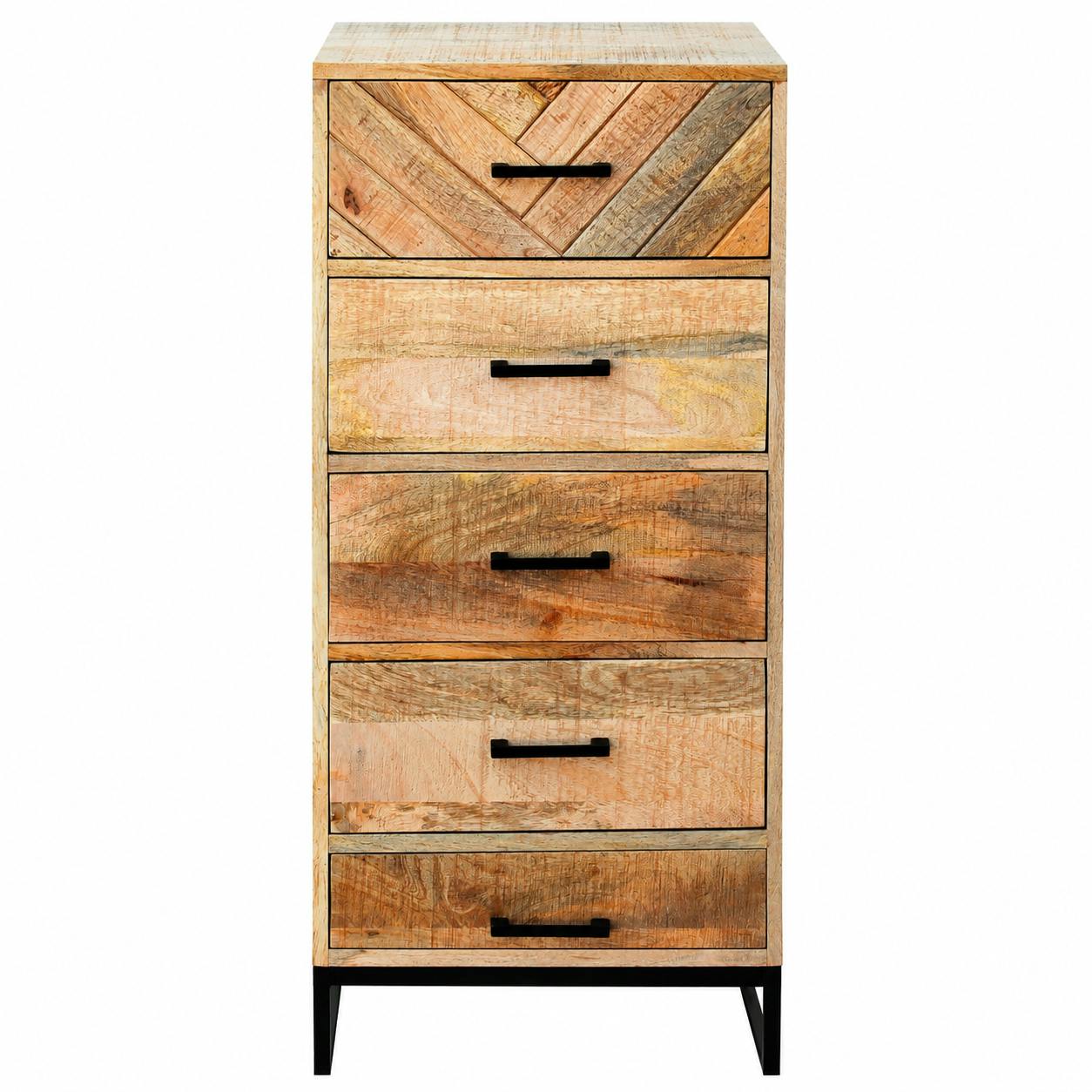 Commode étroite en bois de manguier 5 tiroirs BRIX