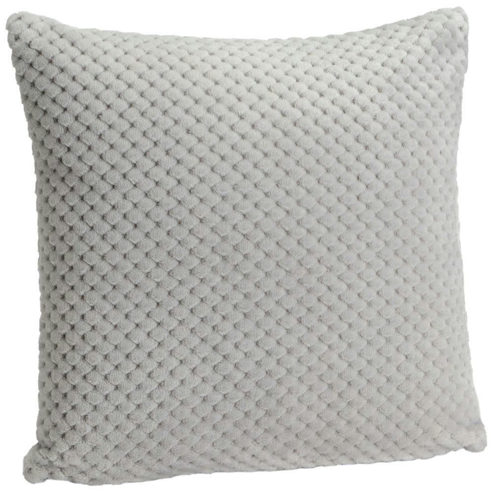 - Coussin fausse fourrure à damier 40 x 40 cm gris clair