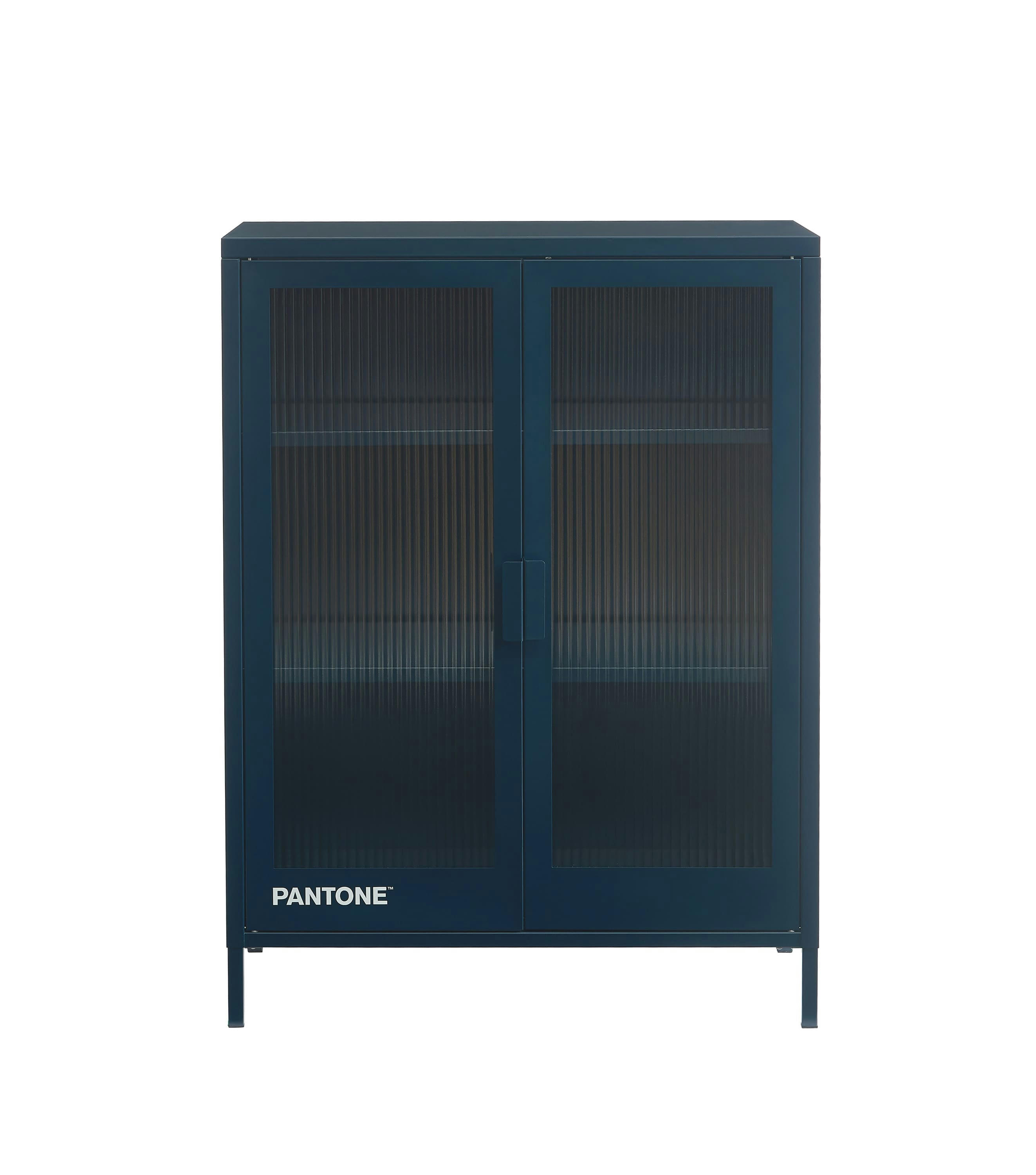 PANTONE - Buffet  bleu nuit portes en verre cannelé