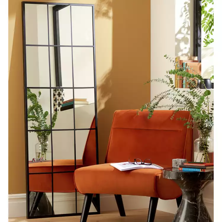 Habitat Black Window Full Length Wall Mirror - 140x60cm