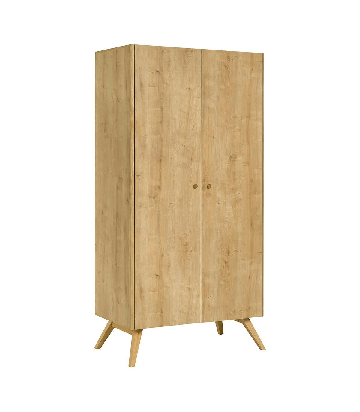 NATURE - Armoire 2 portes avec penderie et 7 niches  L101 cm