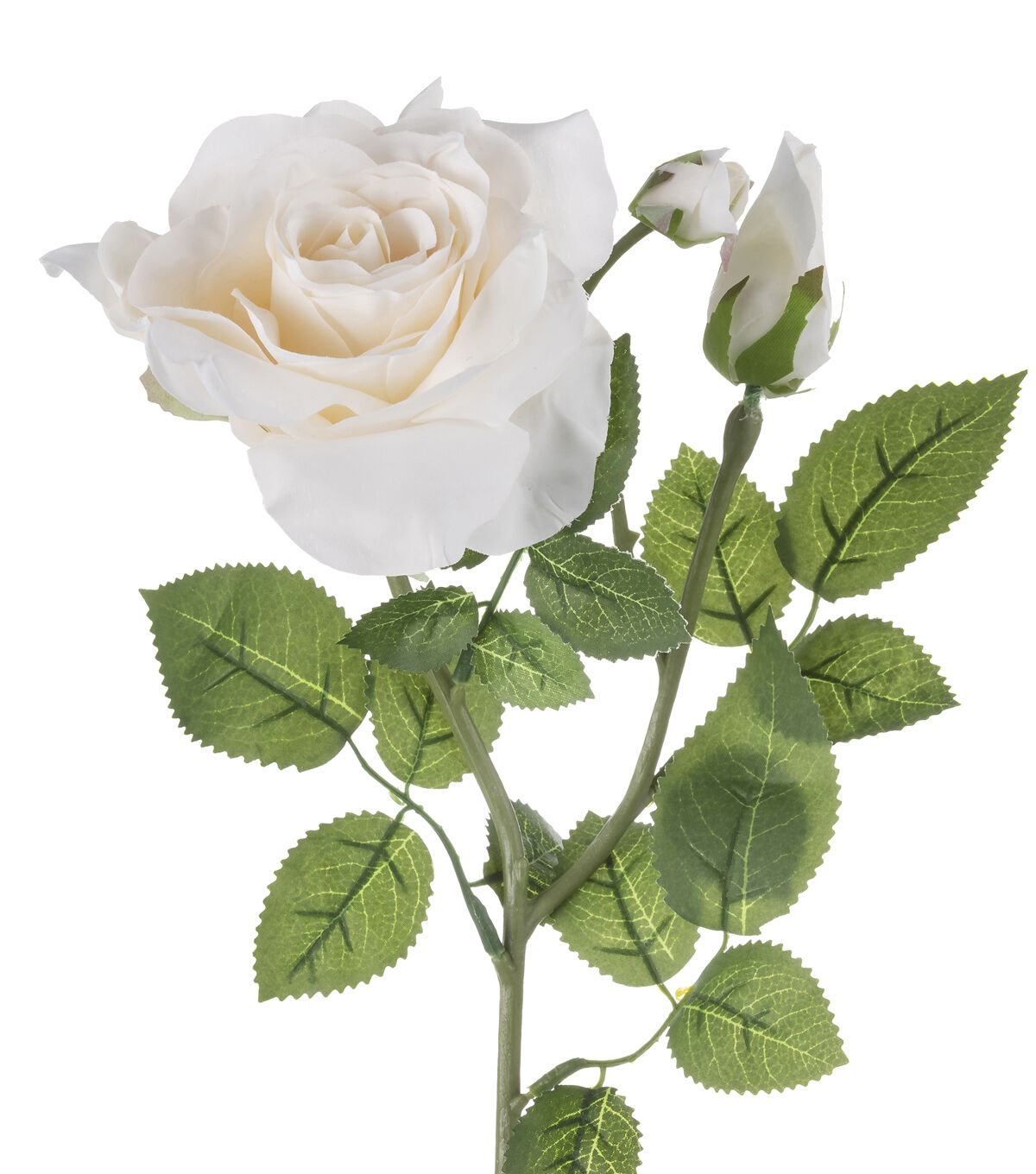 26.5 White Rose & Bud Stem by Bloom Room