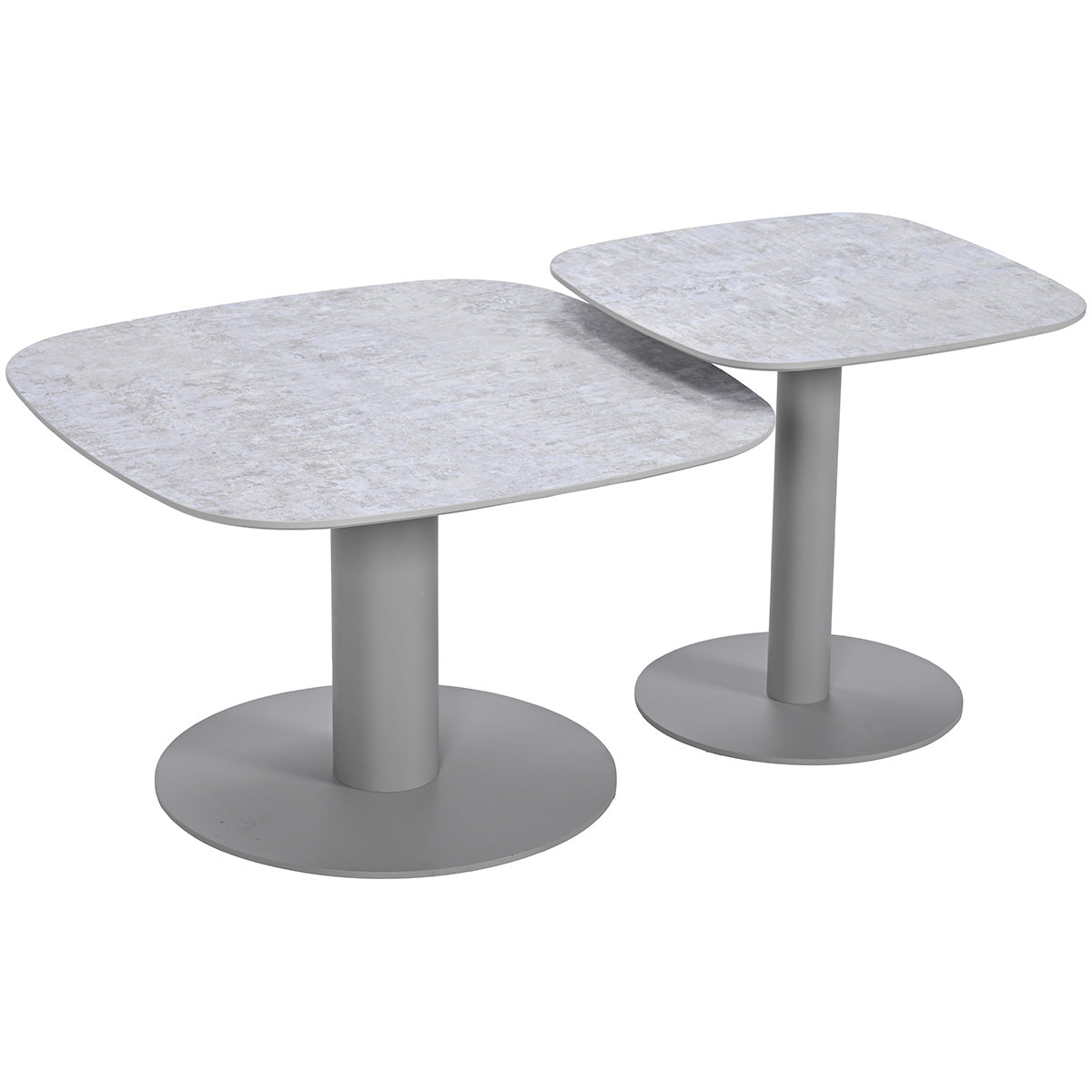 Bosco set van 2 loungetafels - taupe - Fibrestone/aluminium