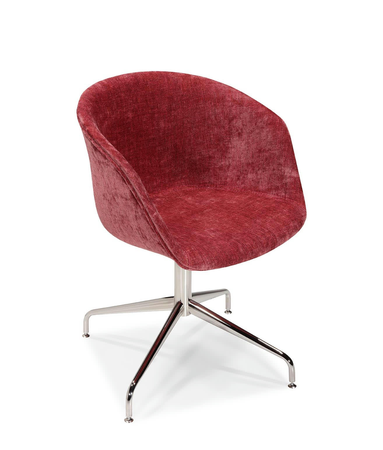 SENO E - Chaise en métal chromé et velours rouge