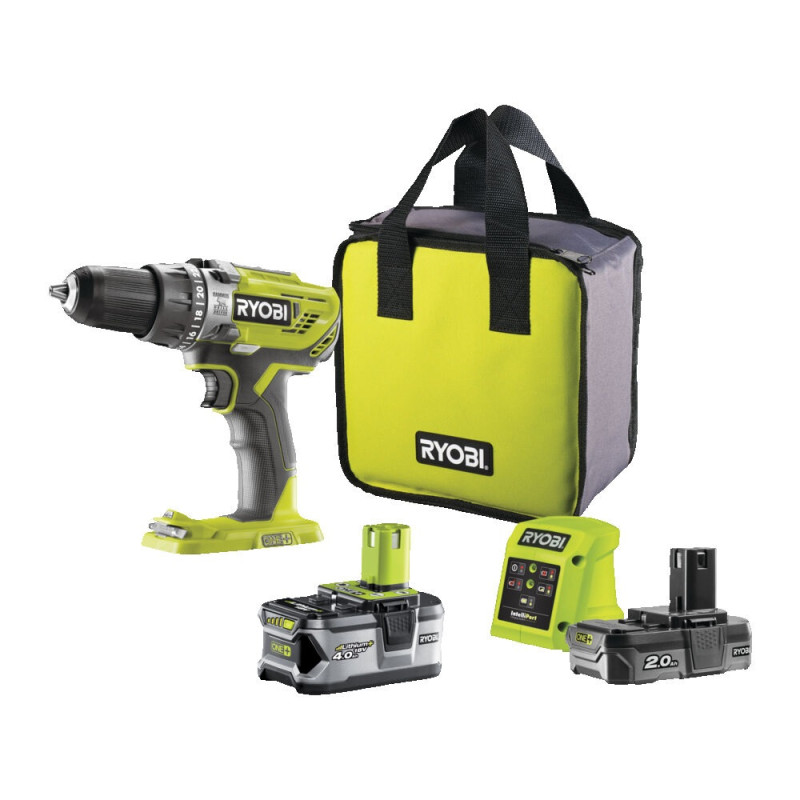 Perceuse visseuse à percussion sur batterie One  R18PD3-242S 4 Ah et 2 Ah 18 V RYOBI