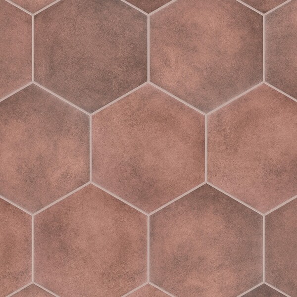 Merola Tile Matter Hex Red 7-7/8" x 9" Porcelain Floor and Wall Tile - Case (10 Tiles)