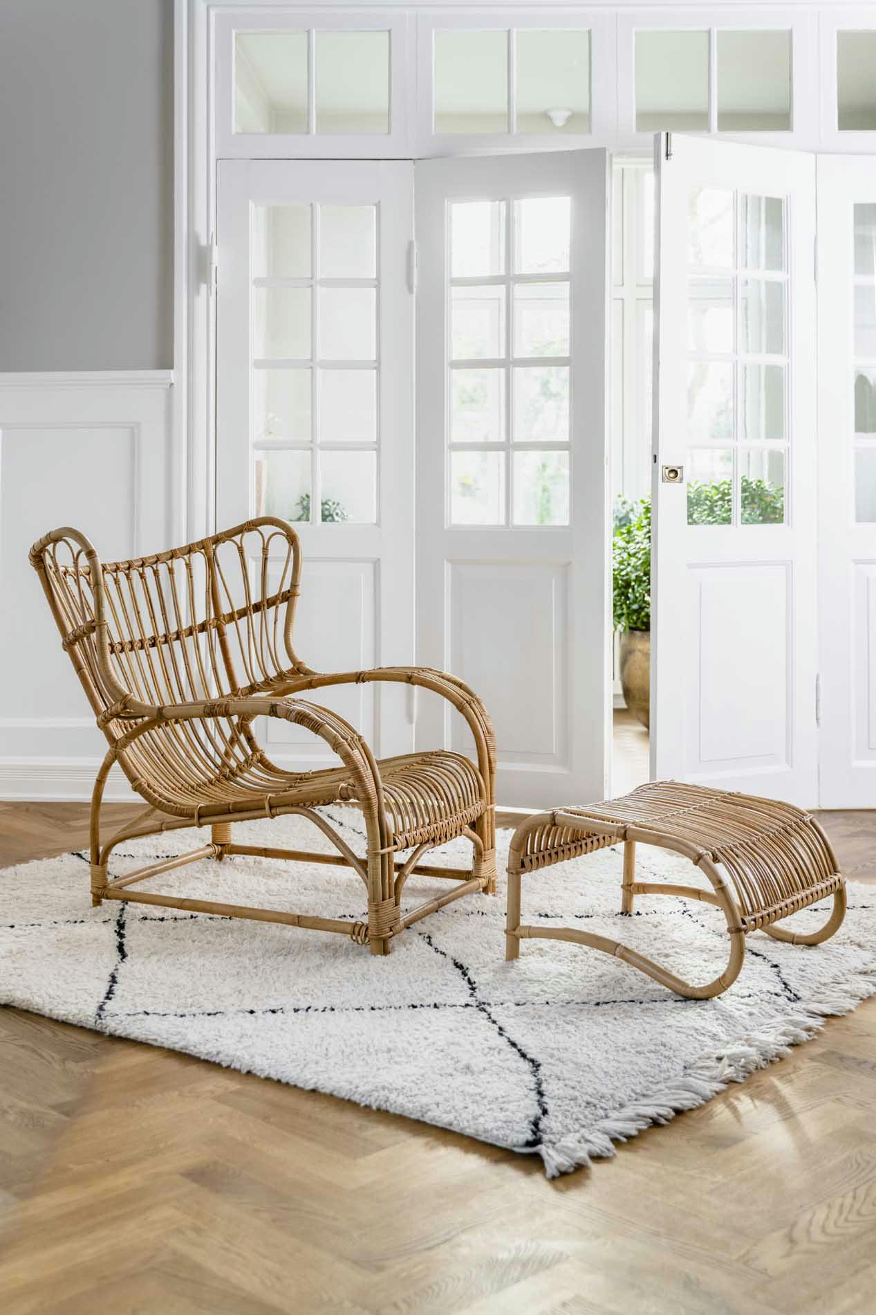 TEDDY - Fauteuil haut dossier en rotin by Viggo Boesen