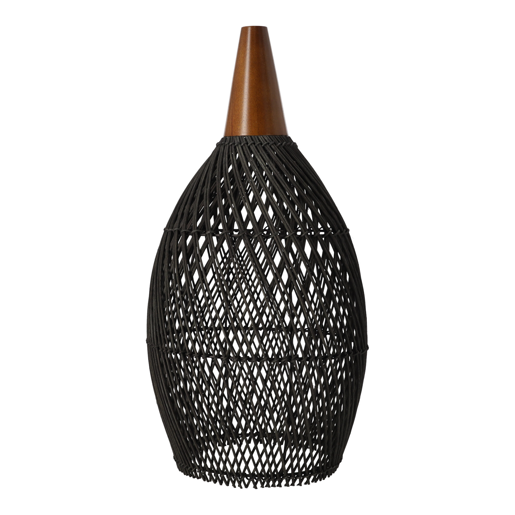 Rustykalna rattanowa lampa wisząca - 25cm czarna