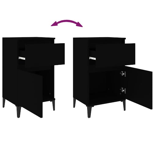 NNEVL Bedside Cabinets 2 pcs Black 40x35x70 cm