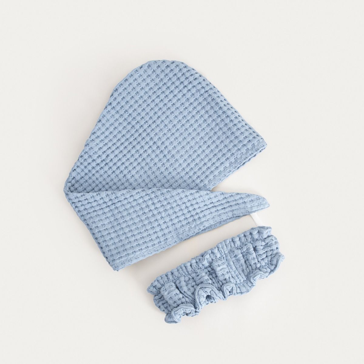 Zestaw opaska i turban VAFFEL niebieskie 10x23 cm