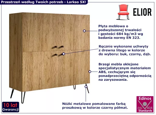 Wysoka komoda z nóżkami typu hairpin legs - Rivro