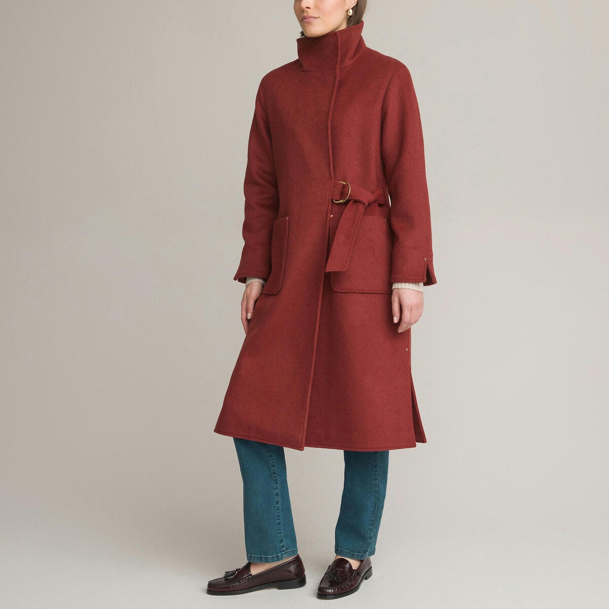 Manteau long, asymétrique, fermeture lien