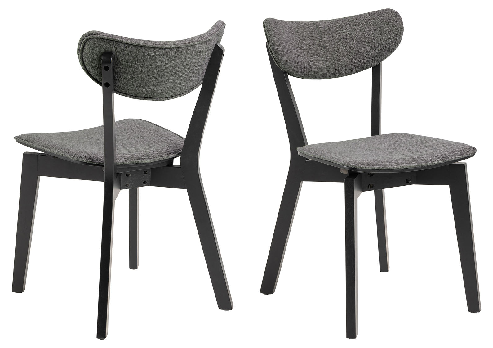 BRAM Eetkamerstoel Hamar - Set van 2 - Grijs met Zwart Frame