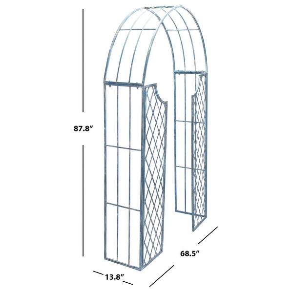 SAFAVIEH Outdoor Living Jaida Victorian Trellis Iron Arbor.