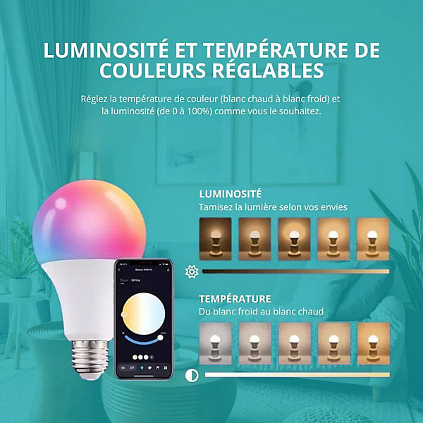 Ampoule spot connecté led gu10 wifi - 5w - rgbw