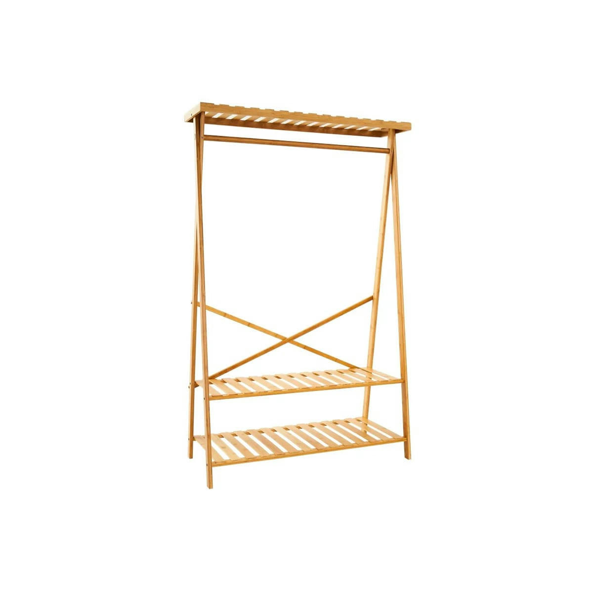 - Portant vêtements en bambou 3 étagères - 100x43x160cm