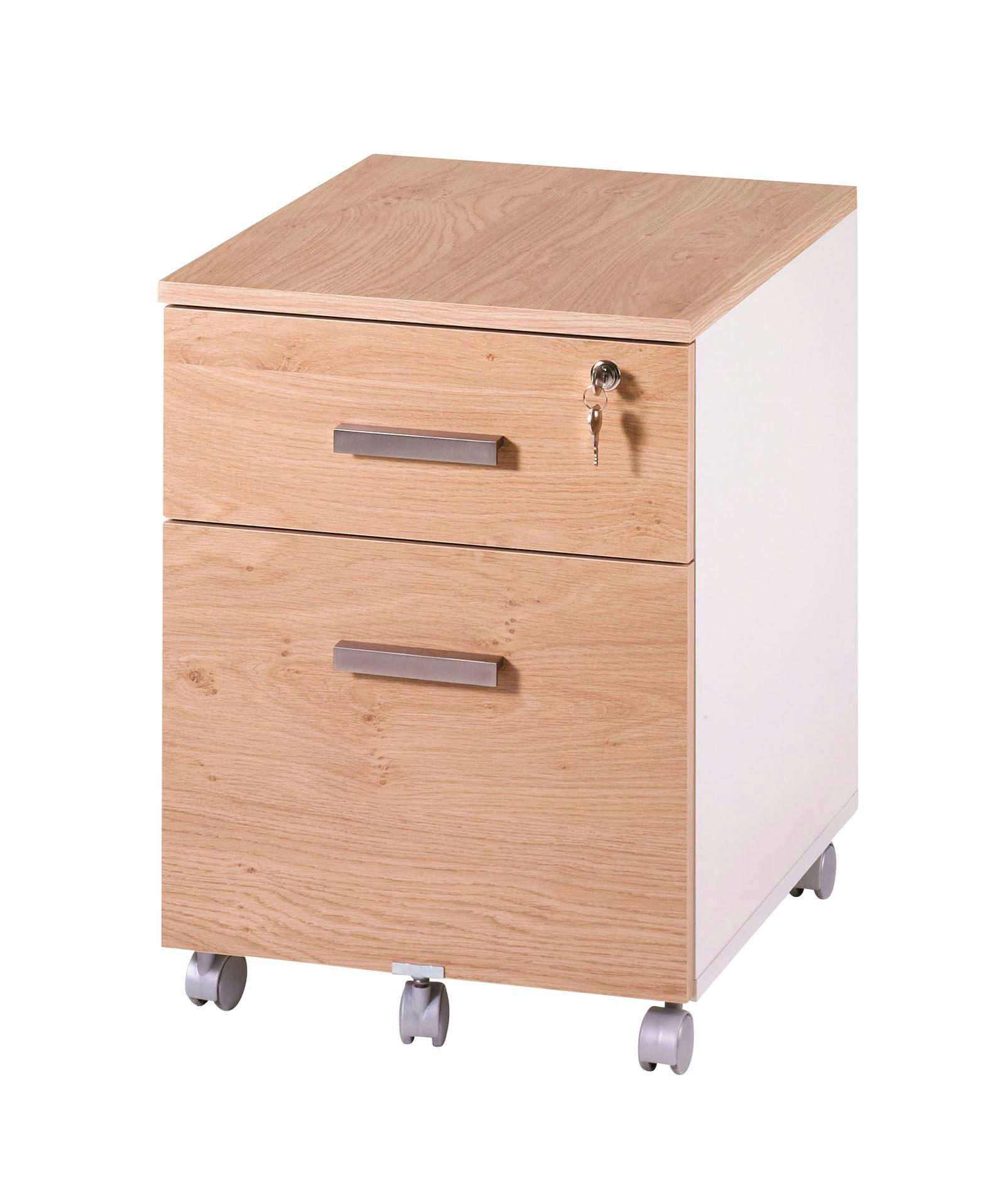 SANTO - Caisson de bureau effet bois chêne/blanc