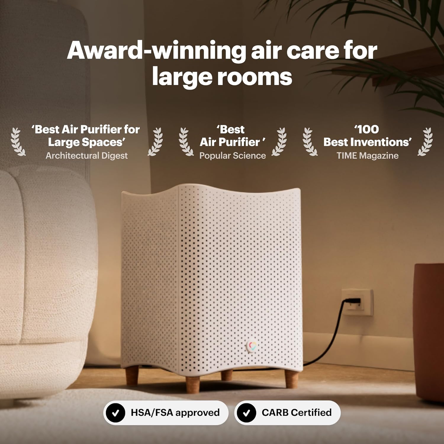 Mila Air 3 Smart Home Air Purifier with Overreactor H14 HEPA Replacement Filter  Removes Formaldehyde  VOCs  Dust & Odors  Ideal for Large Room or Bedroom  Quiet-Mode