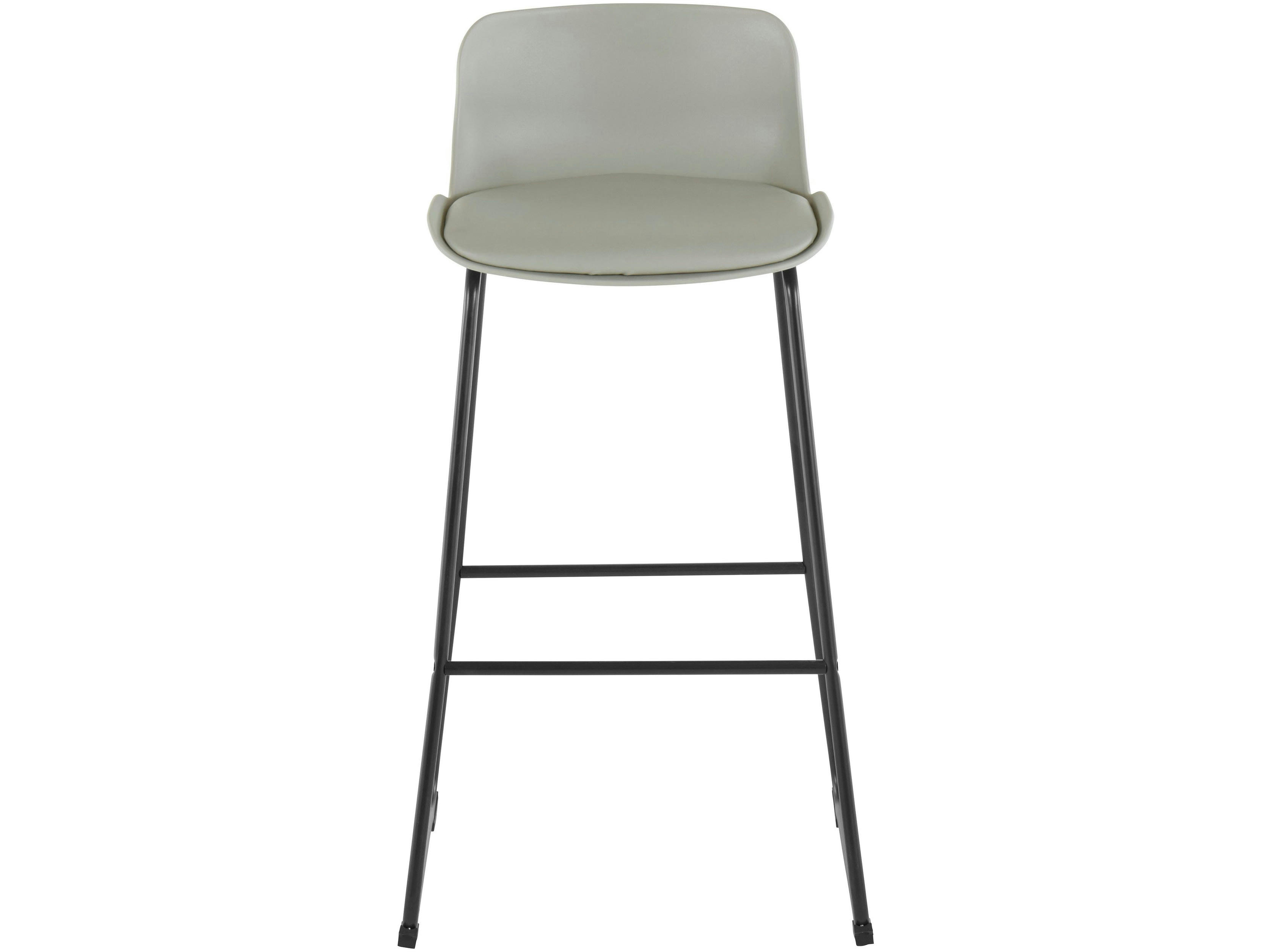 JASMIN - Lot de 2 tabourets de bar rembourrés en PU gris clair