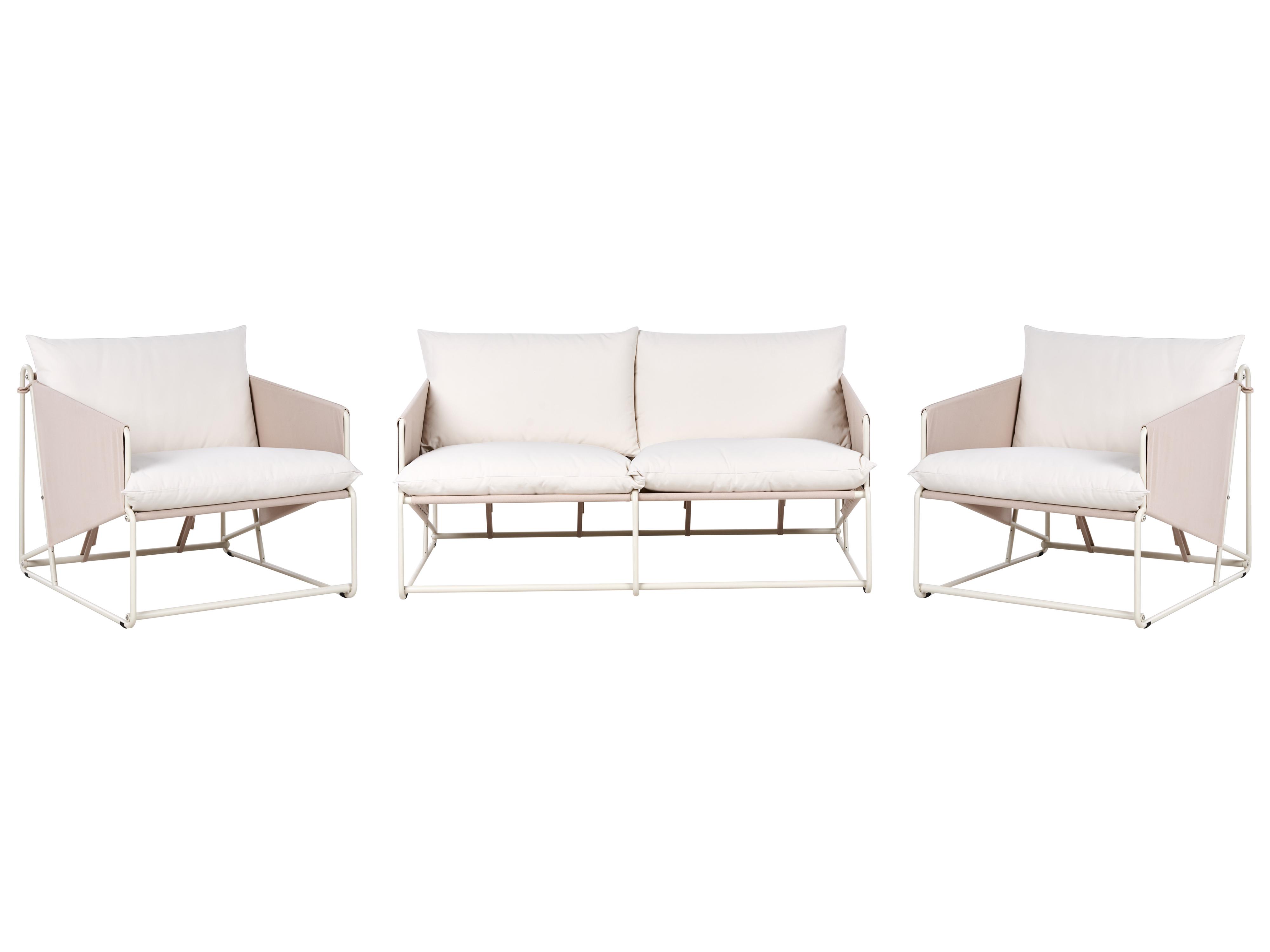 Garden Sofa Set 4 Seater PONTE Metal Light Beige