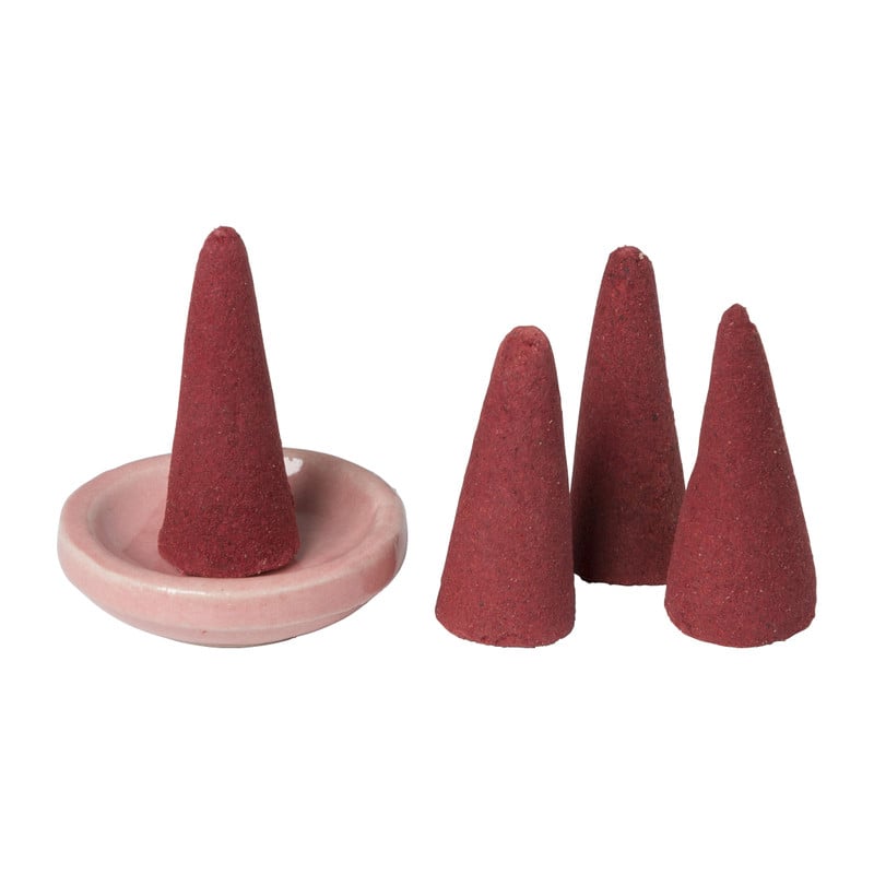 Wierook set - rose - kegels met schaaltje