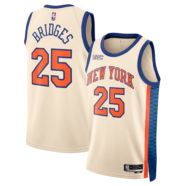 Mikal Bridges New York Knicks Nike Unisex 2025/26 Swingman Jersey - Cream - City Edition