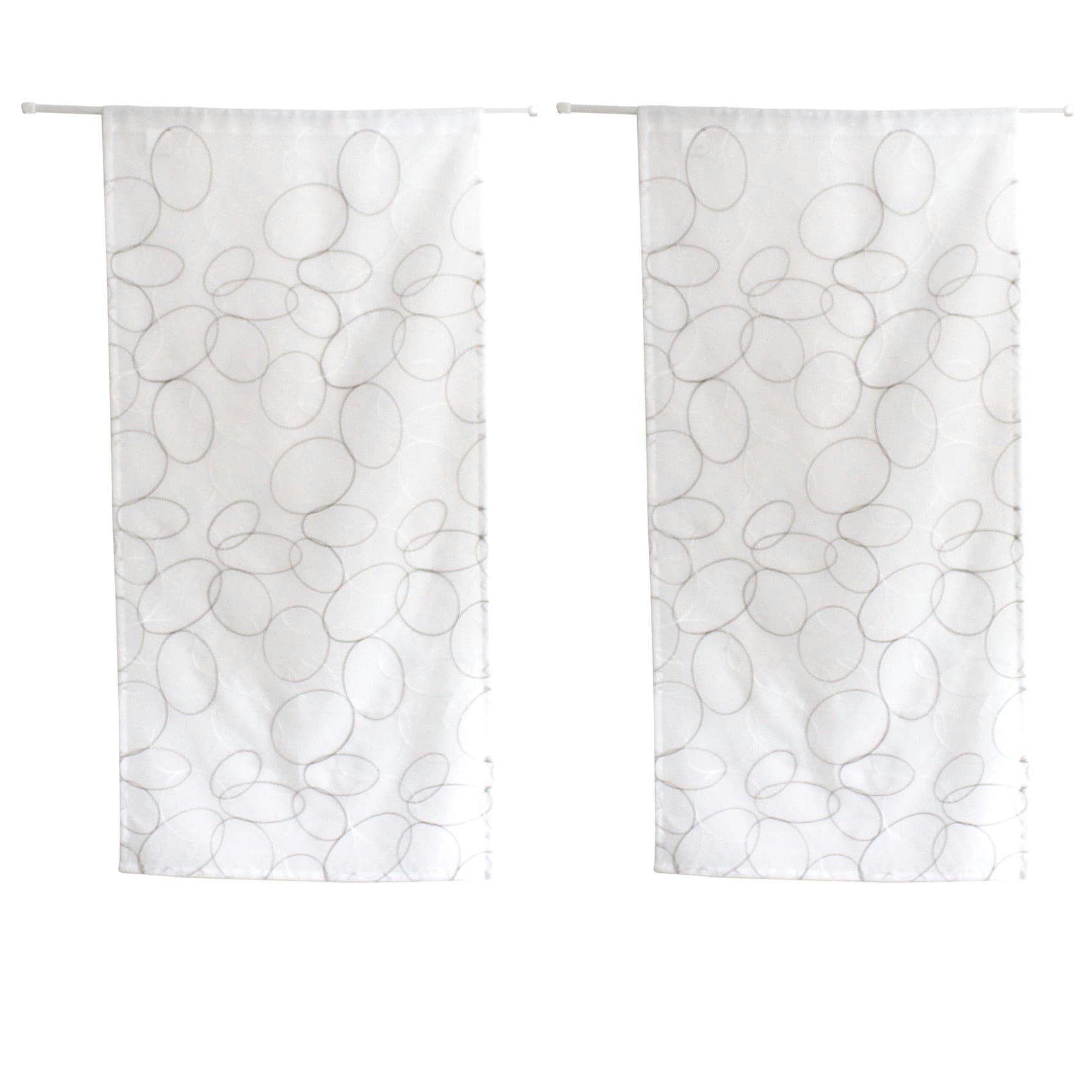 - Paire de vitrages brodée de sphères polyester gris galet 60x90 cm