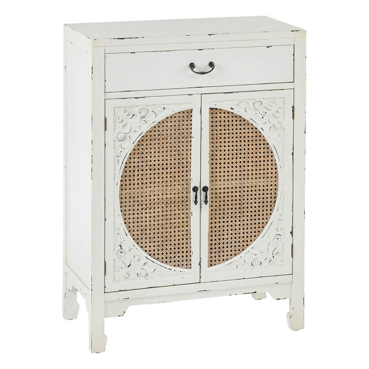 RONY - Meuble  d'entrée 2 portes 1 tiroir finition cannage