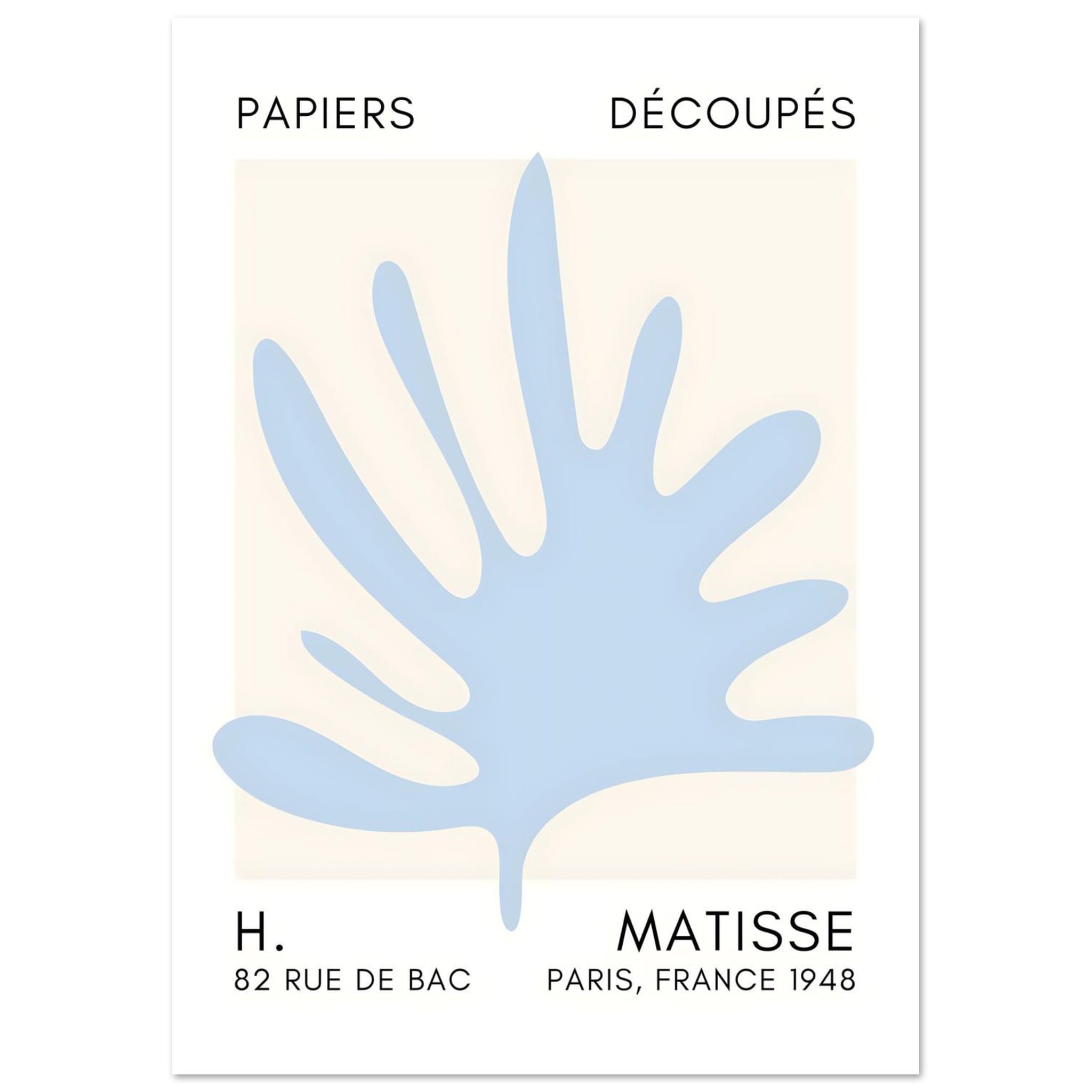 Artfulprints Poster Matisse – Coral drift light blue  - A4 21x29.7 cm - Blauw